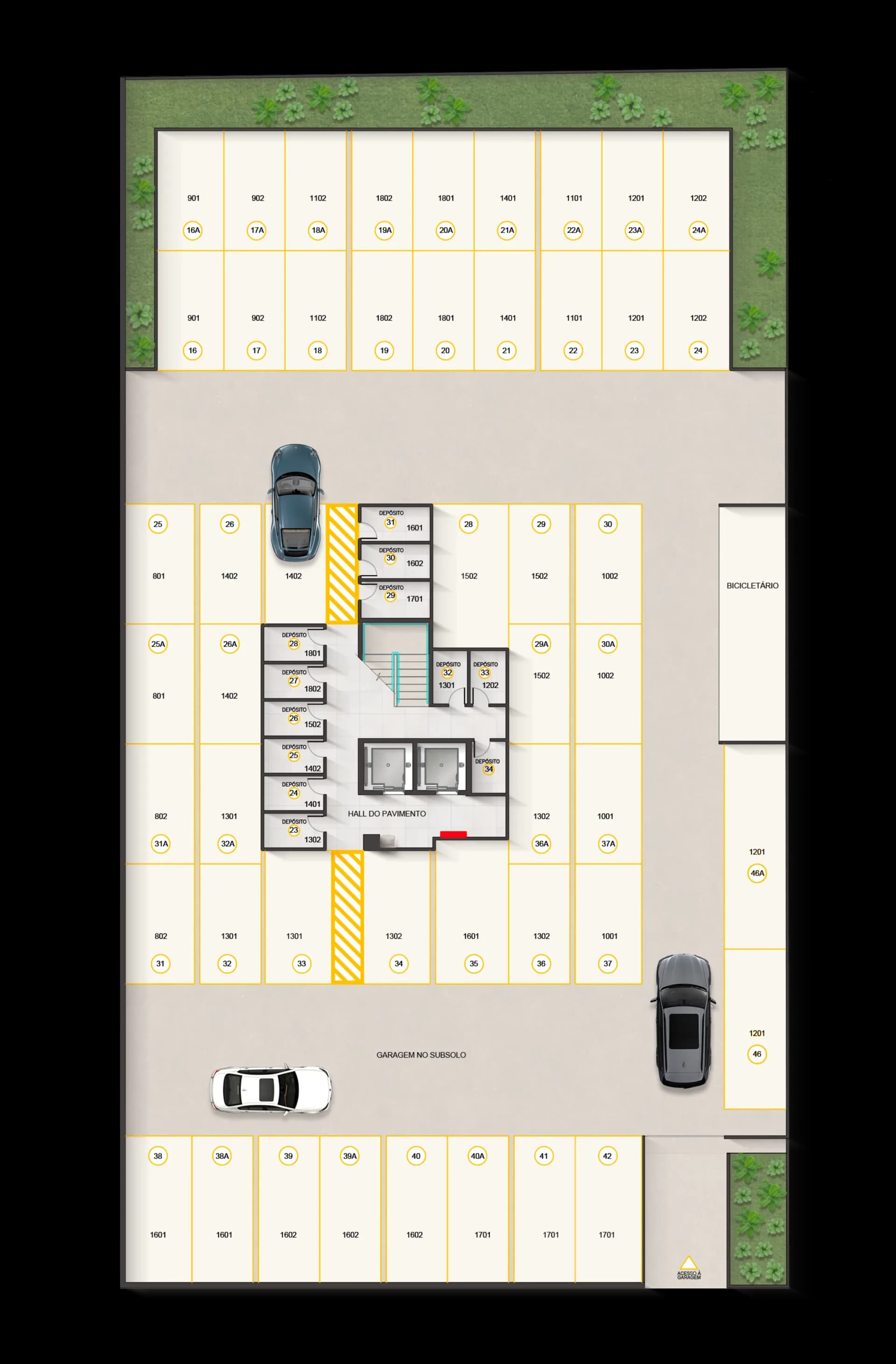 Planta subsolo, Residencial Engenheiro Maurício Aloysio de Paula, Estrela Sul, Juiz de Fora