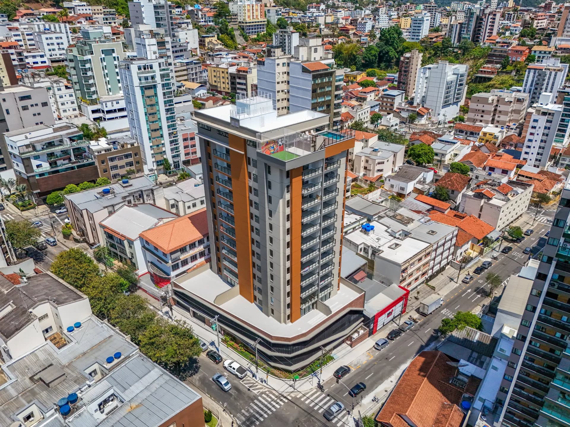 Vista aérea (drone) - obra pronta, Residencial Irmã Maria Celeste, Santa Helena, Juiz de Fora